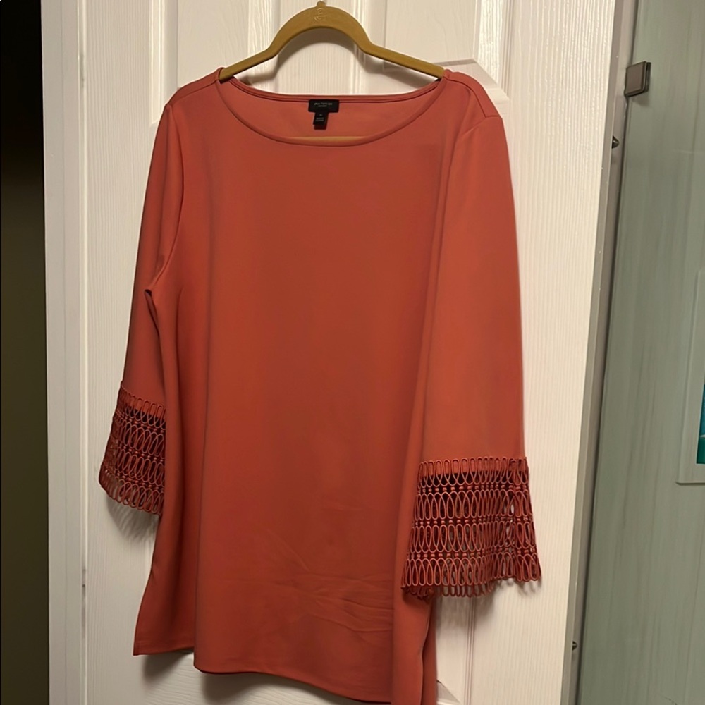 Women's deep blush tunic top or mini dress with Lace Sleeves